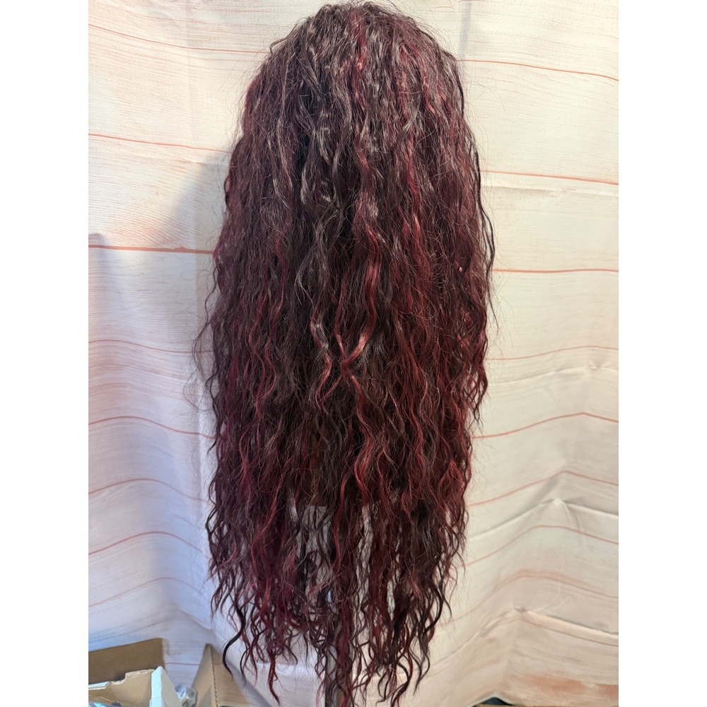 Black burgundy curly wig - Picture 3 of 4